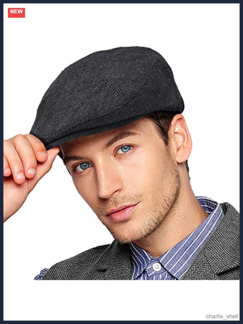 Wool Blend Tweed Newsboy Cap Herringbone Flat Ivy Cabbie Hat